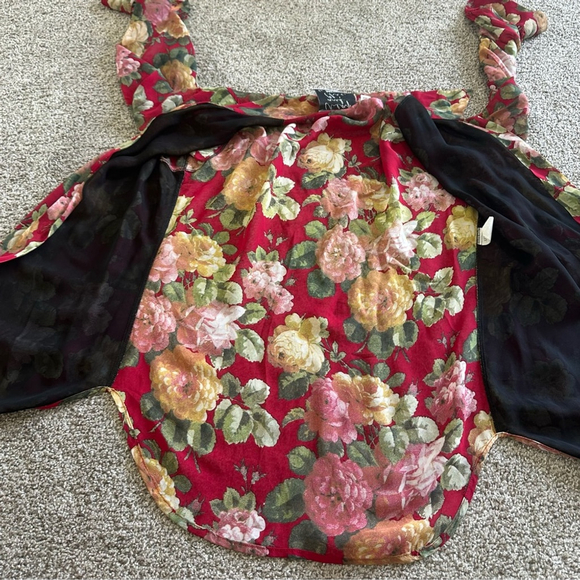 Moschino Cheap & Chic Vintage Floral Button Down Shirt Blouse Size 10 Red - Picture 8 of 14